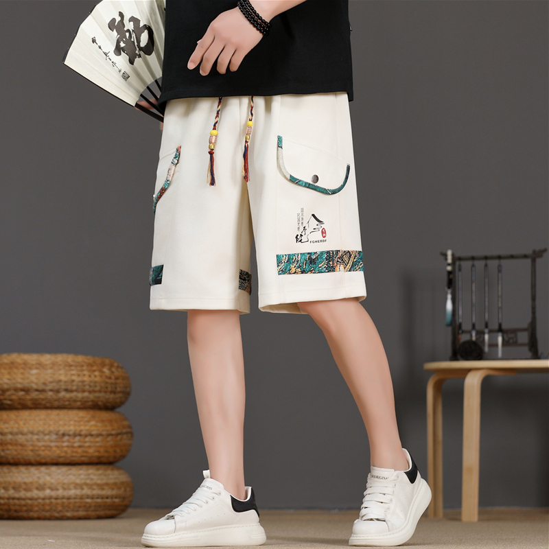 Urban Ethnic Fashion - Pantaloncini da Uomo in Seta Ghiaccio