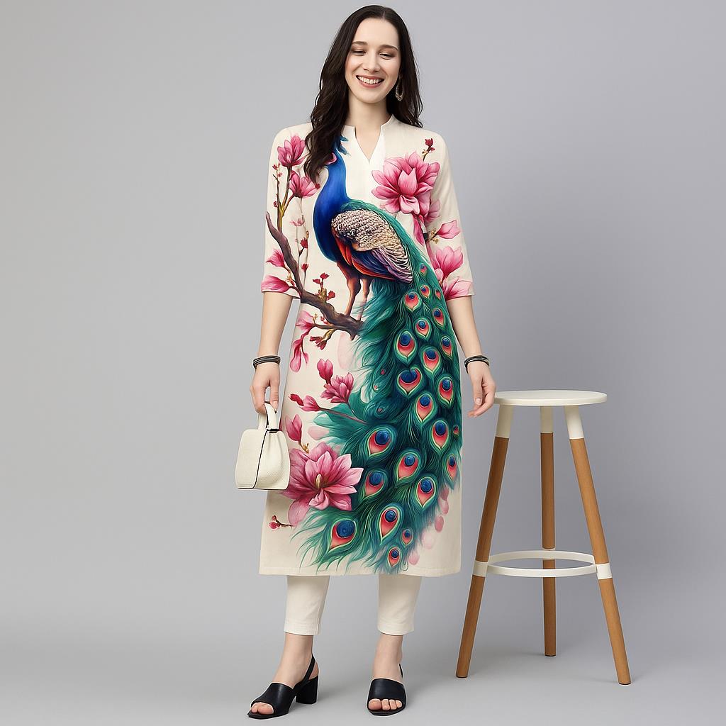 Pavone Kurt da donna Abito mod - Ethnic Fashion Kurtis recensione e prezzo