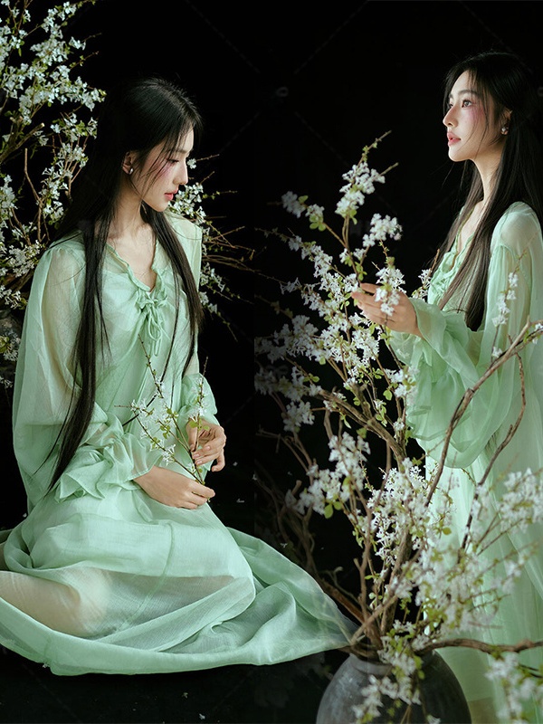 Abito Verde in Stile Cinese, T - Ethnic Fashion Studio recensione e prezzo